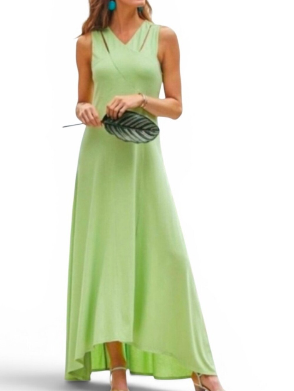 SOFT SURROUNDING Lime Green Duvall Sleeveless Maxi Dress - XS